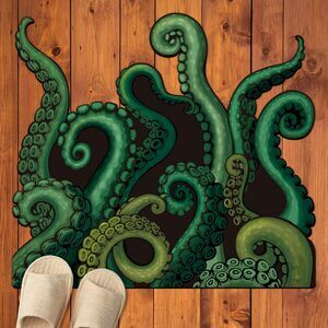 Tentacles Bath Mat Microfiber Water Absorbent Octopus Rug Anti-Slip Backing